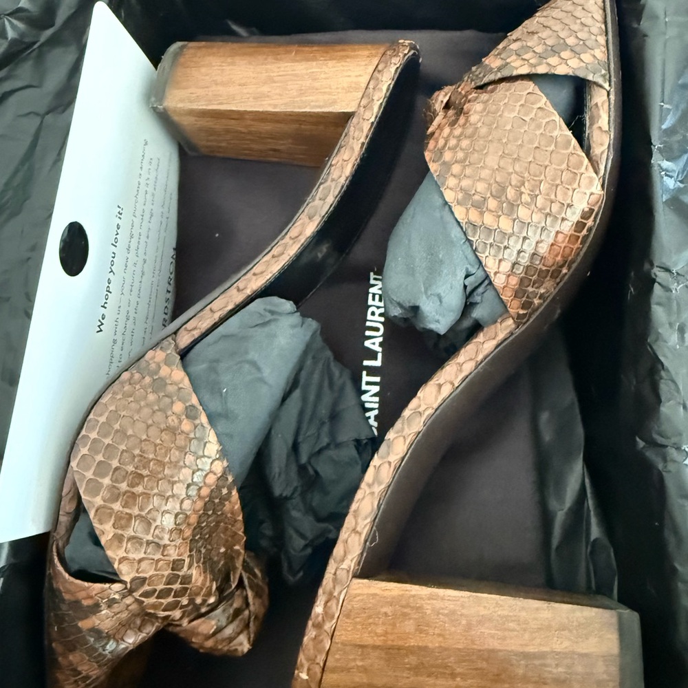 Saint Laurent Brown Snake Print Heels